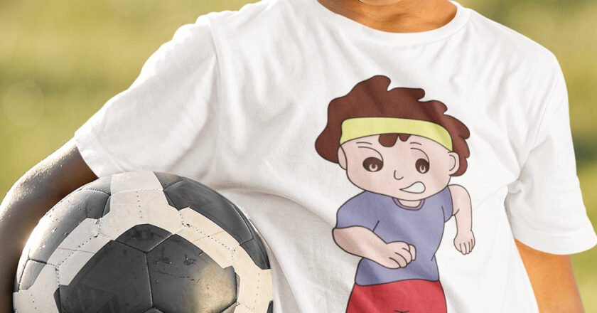 A boy playing football